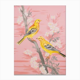 Vintage Japanese Inspired Bird Print Yellowhammer 2 Canvas Print