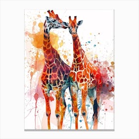 Giraffe Pair Watercolour 1 Canvas Print