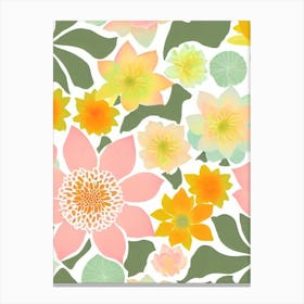 Lotus Pastel Floral 3 Flower Canvas Print