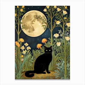 William Morris Black Cat In The Moonlight 13 Canvas Print