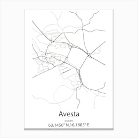 Avesta,Sweden Minimalist Map Canvas Print