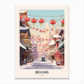 Vintage Winter Travel Poster Beijing China 1 Canvas Print