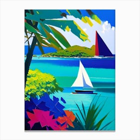 Tobago Cays Saint Vincent And The Grenadines Colourful Painting Tropical Destination Canvas Print