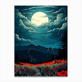 Landscape With Poppies Canvas Print