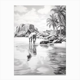 A Horse Oil Painting In Anse Cocos, Seychelles, Portrait 2 Canvas Print