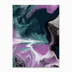 Fluid Abstract Oil Purple Green 1 Canvas Print
