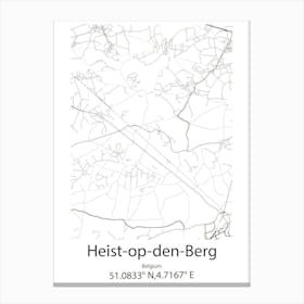 Heist Op Den Berg,Belgium Minimalist Map Canvas Print