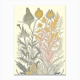 Turmeric Herb William Morris Inspired Line Drawing 2 Canvas Print