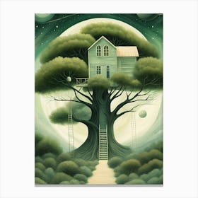 Green Tree House Canvas Print