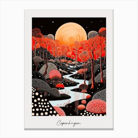 Poster Of Copenhagen, Illustration In The Style Of Pop Art 3 Canvas Print