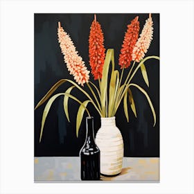 Bouquet Of Red Hot Poker Flowers, Autumn Fall Florals Painting 1 Canvas Print