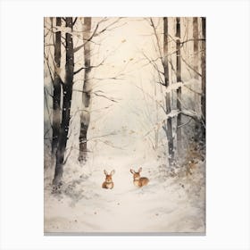 Winter Watercolour Rabbit 1 Canvas Print