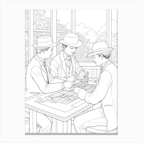 Line Art Inspired By The Card Players 4 Canvas Print