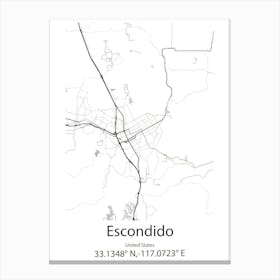 Escondido,United States Minimalist Map Canvas Print