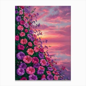 Sunset With Flowers 1 Canvas Print