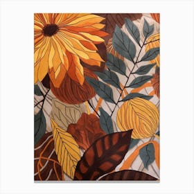 Fall Botanicals Sunflower 1 Canvas Print
