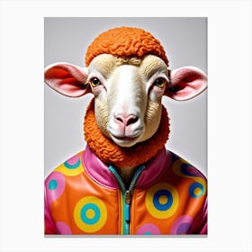 Anthropomorphic Sheep In A Colourful Jacket Canvas Print