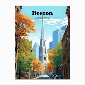 Boston United States Bridge Travel Art Canvas Print