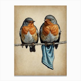 Robins On A Wire Canvas Print