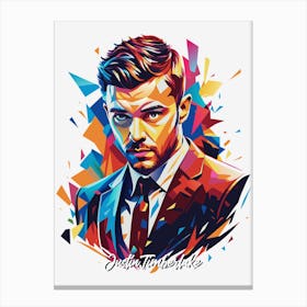 Justin Timberlake 02 Portrait Music Icon Style WPAP Pop Art Canvas Print