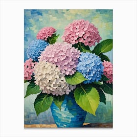 Hydrangeas In A Blue Vase Canvas Print