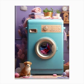 Washing Machine And A Dog Canvas Print