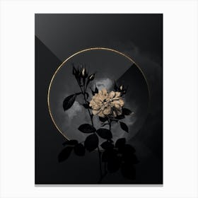Shadowy Vintage Autumn Damask Rose Botanical in Black and Gold n.0070 Canvas Print