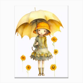 Little Girl With Umbrella 1 Canvas Print