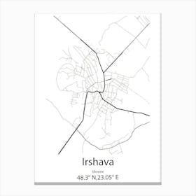 Irshava,Ukraine Minimalist Map Canvas Print