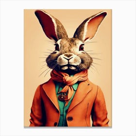 Bohemian Rabbit In A Suit 2 Canvas Print