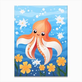 Day Octopus Flat Kids Illustration 3 Canvas Print
