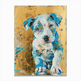 Puppy Dog Gold Effect Collage 1 Canvas Print