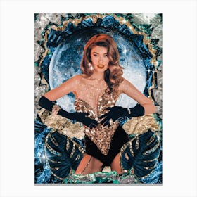 Glam Blue Moon Babe Collage Canvas Print