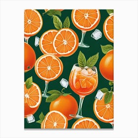 Aperol Spritz Pattern Cocktail Oranges Kitchen Art Art Print (13) Canvas Print