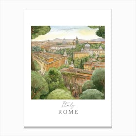 Italy, Rome Storybook 5 Travel Poster Watercolour Canvas Print