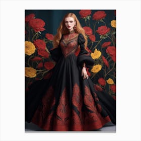 Girl With Long Gown Canvas Print