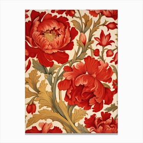 Wallpaper With Red Flowers Canvas Print