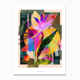 Heliconia 4 Neon Flower Collage Poster Canvas Print