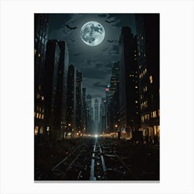 Moonlit Metropolis New York City Canvas Print