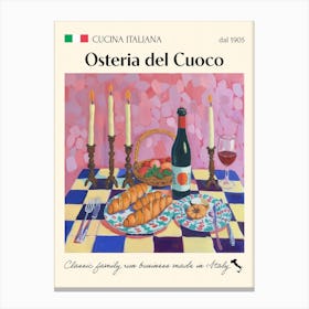Osteria Del Cuoco Trattoria Italian Poster Food Kitchen Canvas Print