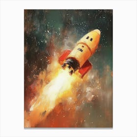 Vintage Rocket, Sci-fi Painting Canvas Print