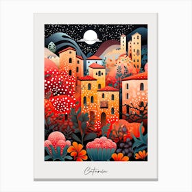 Poster Of Catania, Italy, Illustration In The Style Of Pop Art 1 Canvas Print