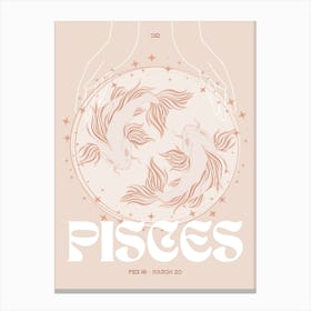 Beige Zodiac Pisces Canvas Print