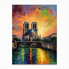 Notre Dame Paris France Monet Style 4 Canvas Print