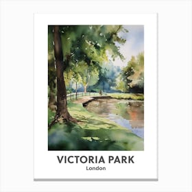 Victoria Park, London 2 Watercolour Travel Poster Canvas Print