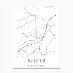 Burscheid,Germany Minimalist Map Canvas Print