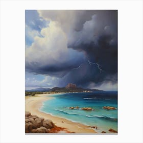 Lightning Over The Beach.2 1 Canvas Print