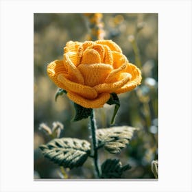 Yellow Rose Knitted In Crochet 1 Canvas Print