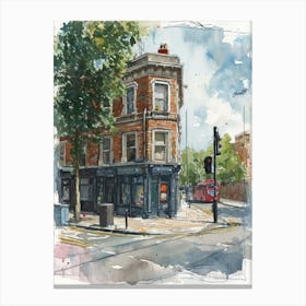 Hackney London Borough   Street Watercolour 3 Canvas Print