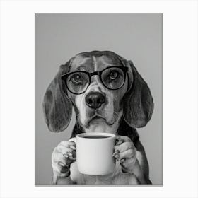 Beagle Drinking Coffee Canvas Print